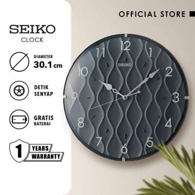 Jam Dinding Seiko Bulat QXA794K Detik Senyap 30 cm Hitam Original