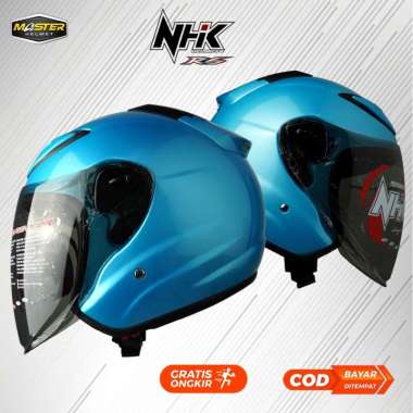 HELM HALF FACE NHK R6 NHK R-6 SOLID ICE BLUE XL