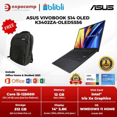 ASUS VIVOBOOK S14 OLED K3402ZA-OLEDS556 BLACK CORE i5-12500