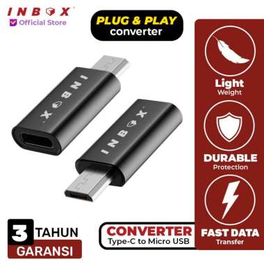 INBOX OTG Type C to Micro USB Fast Data Transfer Adapter Converter Connector Adaptor Premium HITAM