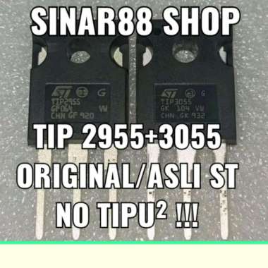 HARGA 1 SET / PASANG TR FINAL TRANSISTOR TIP2955 + TIP3055 ST TIP 2955 3055 ORIGINAL ASLI NO TIPU²