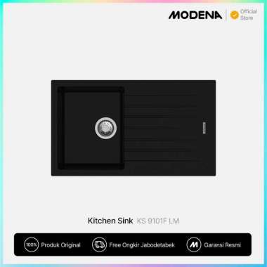 Modena Granite Quartz Kitchen Sink / Bak Cuci Piring - KS 9101F LM (Black - 1 Bowl)