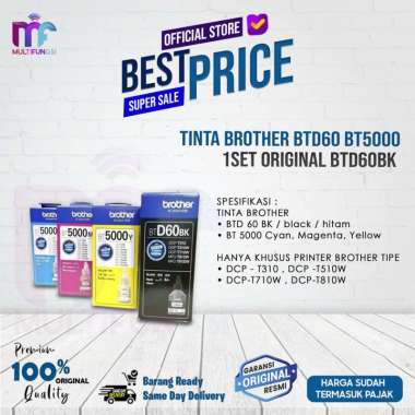 Tinta Brother BTD60 BT5000 1set Original BTD60BK for T710 T510 T310