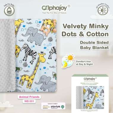 Selimut Bayi Minky Dot Katun Premium Alphajoy Velvety Cotton Dua Sisi Baby Blanket 3 Lapis Layers Se