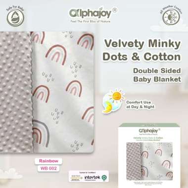 Selimut Bayi Minky Dot Katun Premium Alphajoy Velvety Cotton Dua Sisi Baby Blanket 3 Lapis Layers Se