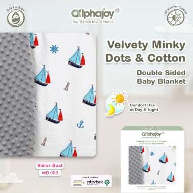 Selimut Bayi Minky Dot Katun Premium Alphajoy Velvety Cotton Dua Sisi Baby Blanket 3 Lapis Layers Se