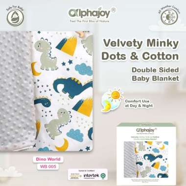 Selimut Bayi Minky Dot Katun Premium Alphajoy Velvety Cotton Dua Sisi Baby Blanket 3 Lapis Layers Se