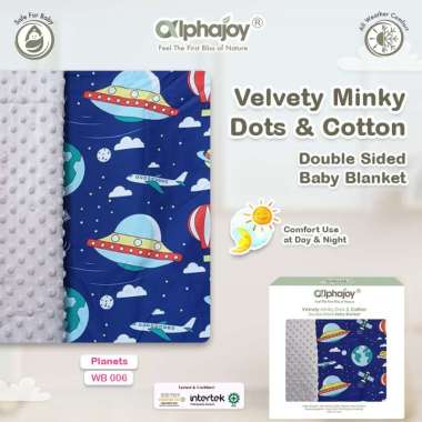 Selimut Bayi Minky Dot Katun Premium Alphajoy Velvety Cotton Dua Sisi Baby Blanket 3 Lapis Layers Se