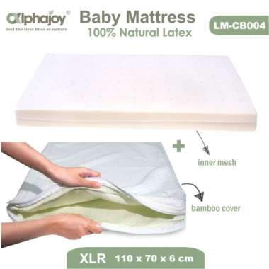 Alphajoy – XLR Bamboo Baby Mattress 100% Natural Latex 110 x 70 x 6 cm