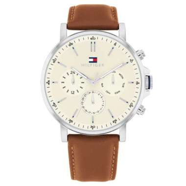 Original 100%!! TOMMY HILFIGER 179243 - Jam Tangan Pria Kulit Original - Brown Garansi Resmi