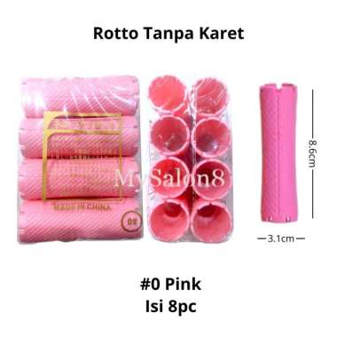Rotto Roll Keriting Rambut Tanpa Karet #0 Pink 3,1cm