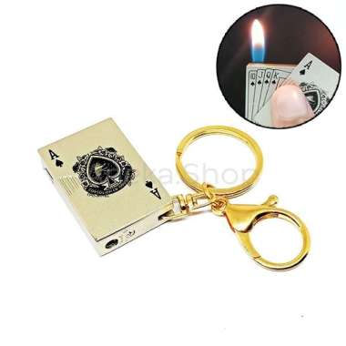 Korek Api Bara Slide Single Jet Flame Motif Kartu Keychain