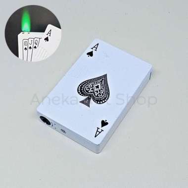 Korek Api Bara Slide Single Jet Flame Motif Kartu WHITE