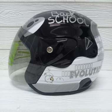 HELM EVOLUTION NOTES REVOLUTION TOSCA SERIES HALF FACE TERMURAH SNI BLACK