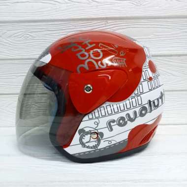 HELM EVOLUTION NOTES REVOLUTION TOSCA SERIES HALF FACE TERMURAH SNI RED