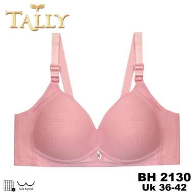 TALLY Bra Tanpa Kawat Busa Tipis Bahan Katun Cup C Kait 3 Bra Harian BH 2130 Ungu 42