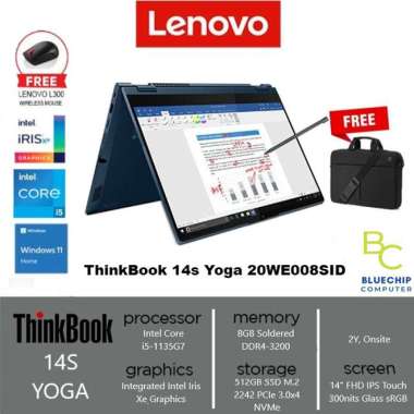 Laptop Lenovo ThinkBook 14s Yoga ITL 8TID - i5-1135G7 8GB 512GB 14"FHD GREY