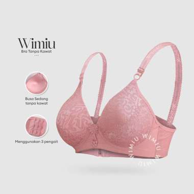Wimiu BH Wanita Bra Busa Tipis Wanita Tanpa Kawat Pakaian Dalam Wanita Brukat 100086 Black 36