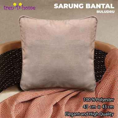 Tren-D-home - Sarung Bantal Kursi Sofa Ruang Tamu Polos Beludru 40 cm x 40 cm - NMs Cream 43x43