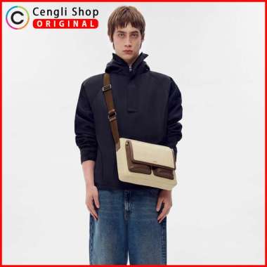 PEDRO SLING BAG ORIGINAL TAS SELEMPANG PRIA BRANDED ORIGINAL COKLAT CREAM BROWN PM009