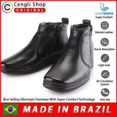 SEPATU OBERMAIN BOOT KULIT KERJA KANTOR FORMAL BOOTS PRIA BRANDED ORIGINAL ASLI ORI HITAM BLACK OM01