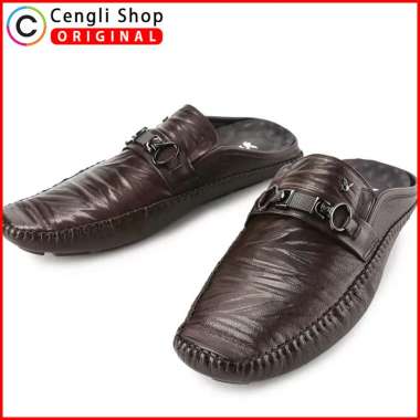 PLAYBOY SEPATU SANDAL KULIT CASUAL PRIA ORIGINAL TERBARU COKLAT PLE8