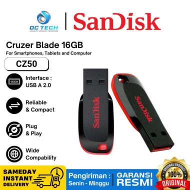 USB Flashdisk SanDisk CZ50 Cruzer Blade 16GB Flashdisk USB 2.0 Sandisk 16 GB Original Garansi Resmi