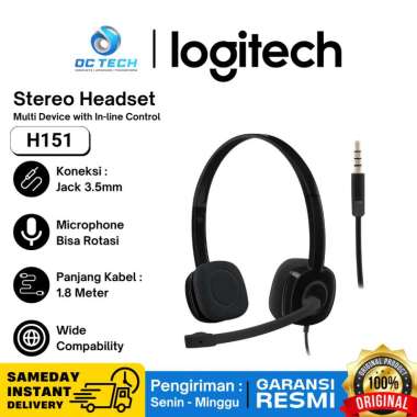 Headset Logitech H151 Headset Kabel Earphone Headphone with Mic Original Garansi Resmi