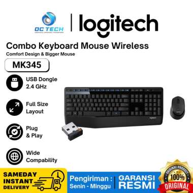 Keyboard Mouse Wireless Logitech MK345 Combo Keyboard Mouse Wireless Full Size Garansi Resmi