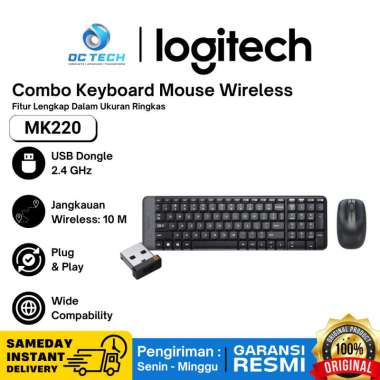 Keyboard Mouse Logitech Wireless MK220 Combo Keyboard Mouse Wireless Compact Original Garansi Resmi