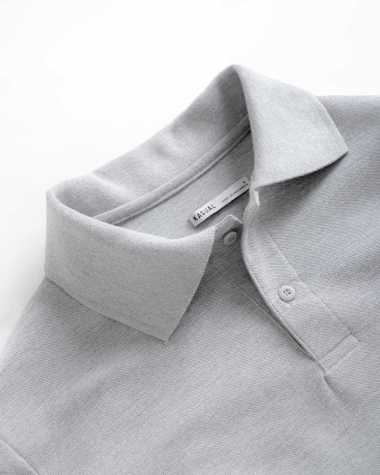 Kasual Baju Kaos Rise Polo Grey XXL