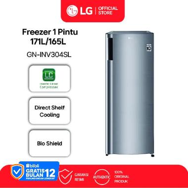 LG Freezer 1 Pintu 171L / 165L - Vertical Freezer - Bio Shield - Smart Inverter - GN-INV304SL