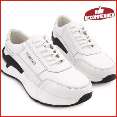SEPATU KULIT PLAYBOY PRIA ORIGINAL SNEAKERS SNEAKER ASLI ORI PUTIH WHITE PL33