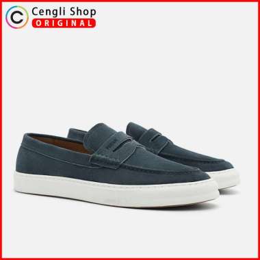 SEPATU PANSUS KULIT PEDRO PRIA ORIGINAL LOAFER CASUAL BIRU NAVY PM145