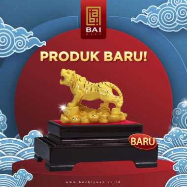 BAI GIFT Patung Shio Macan Hoki Pajangan Shio Macan Lapis Emas 24k Patung Macan Size - M 福到虎