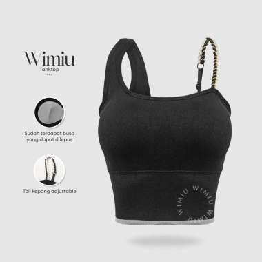 Wimiu Tank Top Tanktop Tangtop Singlet Wanita Crop Top Sport Bra 100108 Black L
