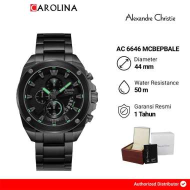 Jam Tangan Pria Alexandre Christie Chronograph AC 6646 MCBEPBALE Black Dial Black Stainless Steel St
