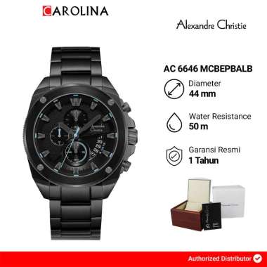 Jam Tangan Pria Alexandre Christie Chronograph AC 6646 MCBEPBALB Black Dial Black Stainless Steel St