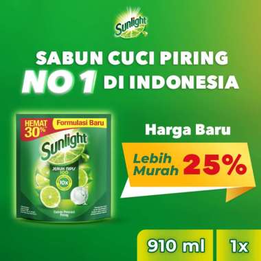 Sunlight Sabun Cuci Piring Cair Refill Jeruk Nipis [910 Gr]