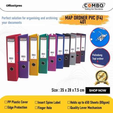 Odner Map Folio Pvc Colour / Odner Map F4 / File Pvc 401 Warna Combo Hitam