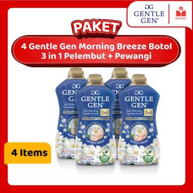 Paket 4 Gentle Gen Morning Breeze Botol 3in1 Pelembut + Pewangi