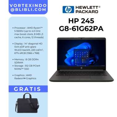 Laptop HP 245 G8 AMD Ryzen5 5500U 8GB 512GB Radeon 14" WIN11H