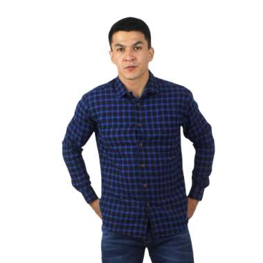Redcliff Kemeja Pria Flannel Panjang Biru 6BK3444E M