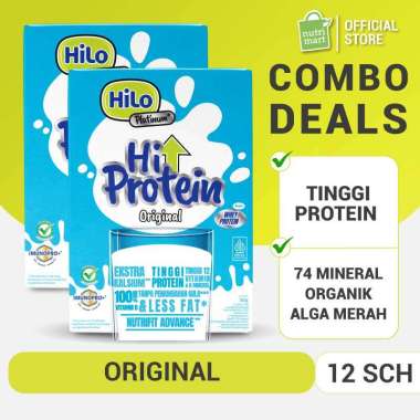 Twin Pack - HiLo Platinum Original 360g (12 Sachet) - Susu Tinggi Kalsium Lebih Rendah Lemak