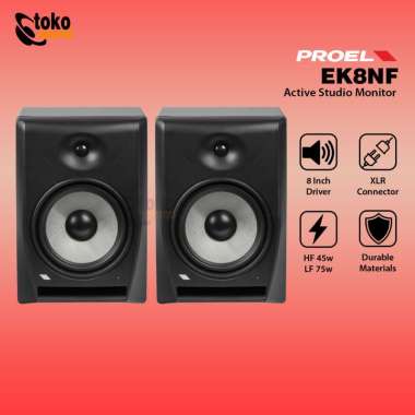 PROEL EK8NF NEAR FIELD SPEAKER STUDIO MONITOR 8'' 120W SEPASANG + STAND SPEAKER