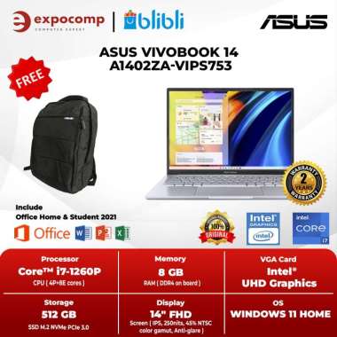 ASUS VIVOBOOK 14 A1402ZA-VIPS753 SILVER CORE i7-1260