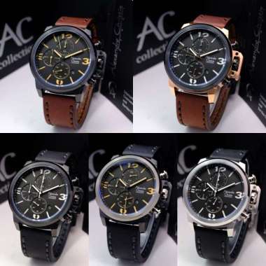 ALEXANDRE CHRISTIE AC 6280 AC6280 MCL LEATHER JAM TANGAN PRIA ORIGINAL SILVER BLACK