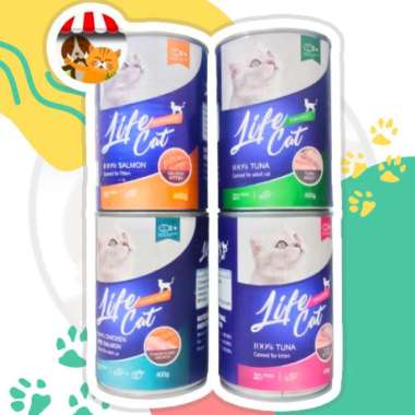 MAKANAN KUCING LIFE CAT WET FOOD KALENG 400GR - LIFE CAT KALENG Biru Muda