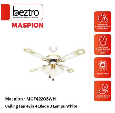 Maspion MCF42203WH – Ceiling Fan 42 inch 4 Blade 3 Lampu Putih MCF-42203WH MCF 42203WH MCF42203 WH M