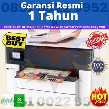 Printer HP OfficeJet Pro 7740 OJ7740 A3 Print Scan Copy Fax Wifi Resmi